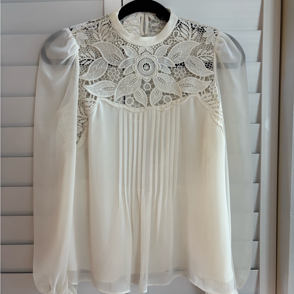 Express White Lace Detail Blouse